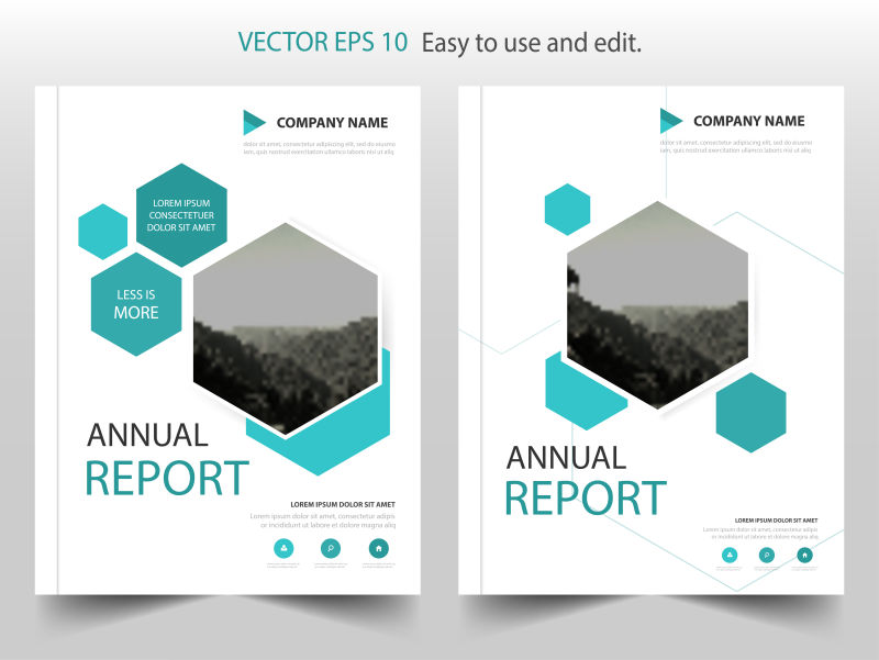 抽象矢量绿色几何风格的宣传单设计
