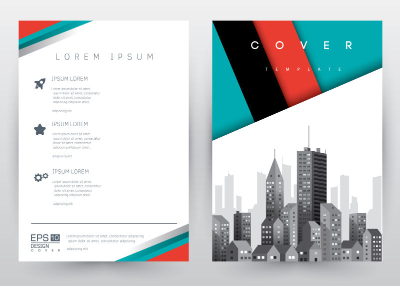 创意矢量现代城市元素的宣传单设计