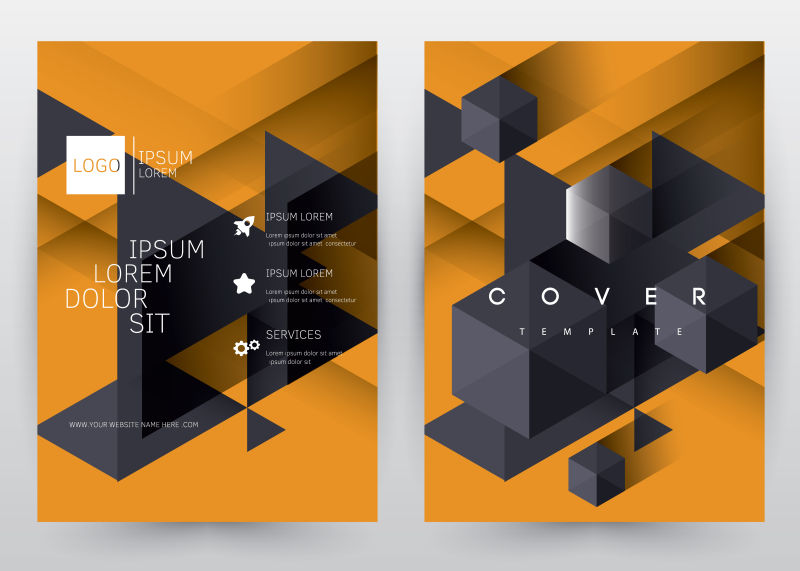 矢量的黑色立方图案杂志封面