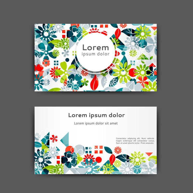 花卉元素的矢量创意名片设计