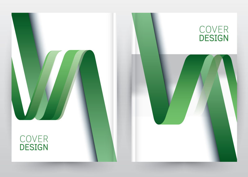 绿色飘带元素的矢量宣传册设计
