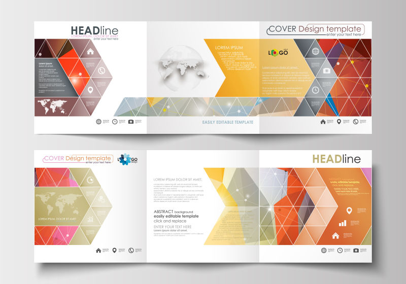 创意矢量现代彩色几何风格的宣传单设计