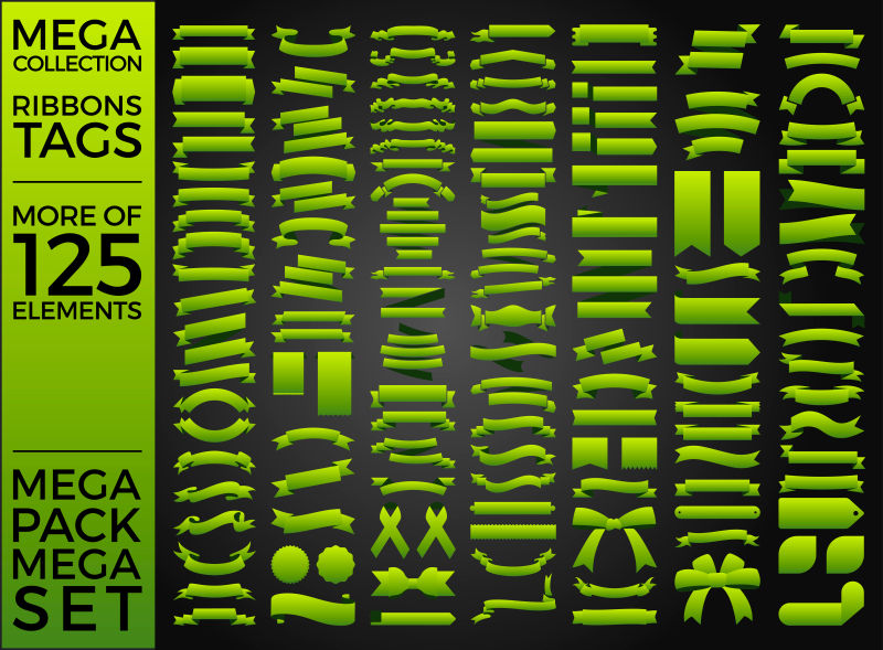 创意矢量绿色各式旗帜标签设计