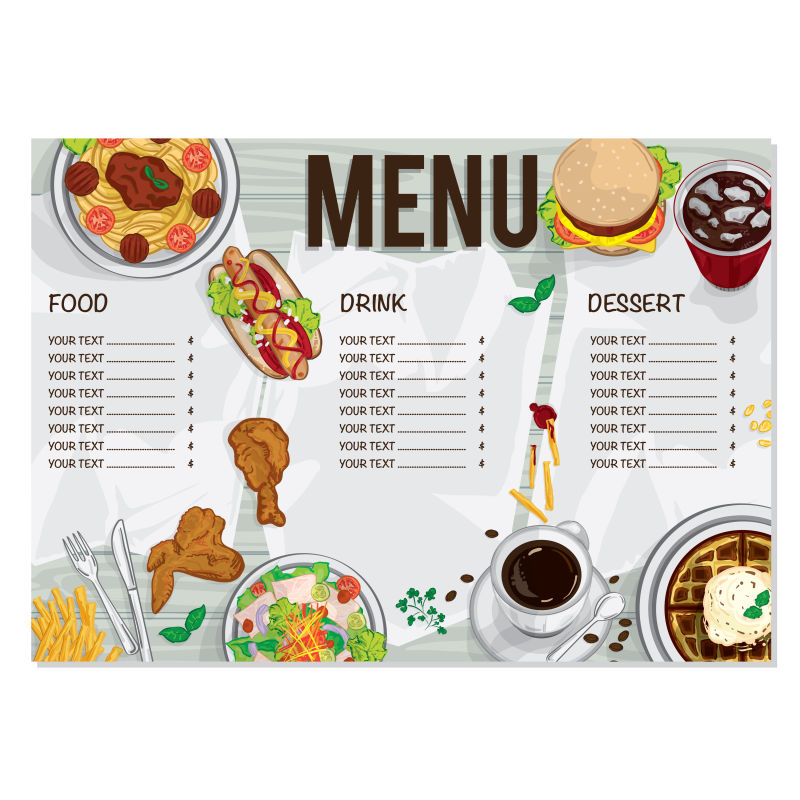 抽象矢量现代素食厅菜单设计