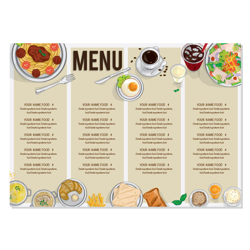 创意矢量现代快餐平面菜单设计