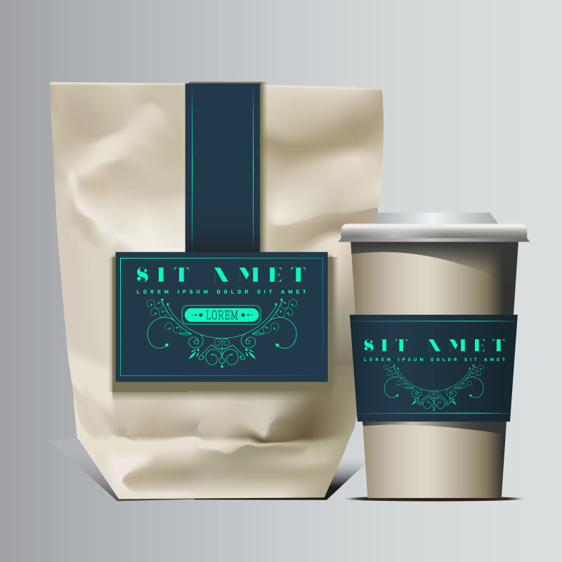 创意矢量现代花纹装饰的纸质包装袋设计