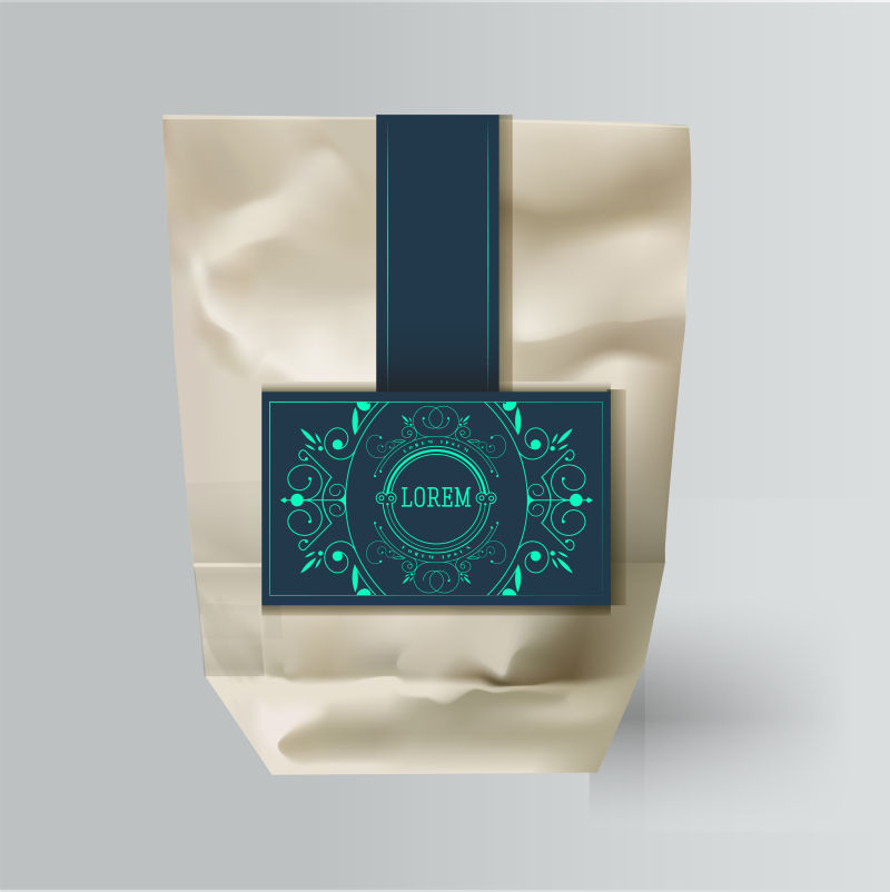 抽象矢量现代花纹装饰的纸质包装袋