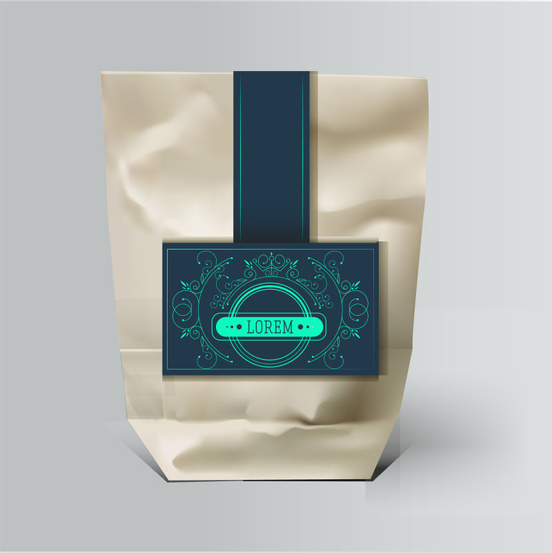 矢量花纹装饰的纸质包装袋设计