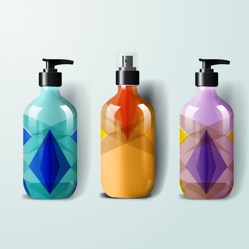抽象矢量现代几何元素风格的包装瓶设计