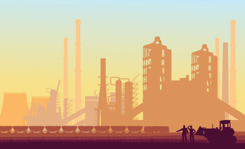 抽象矢量现代建筑剪影元素的插图设计