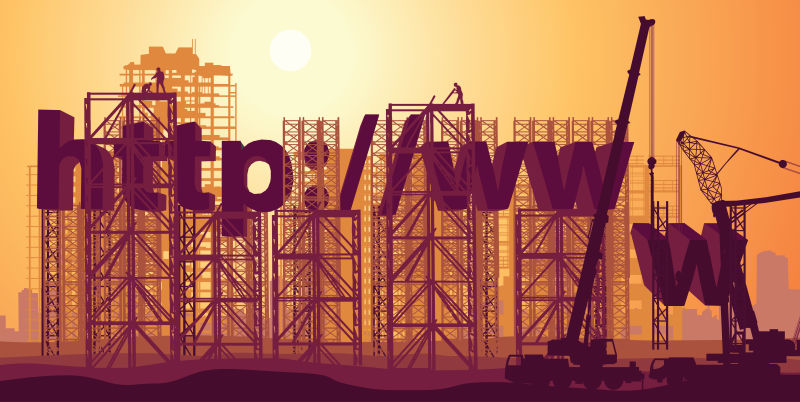 抽象矢量平面风格的网络建造概念插图