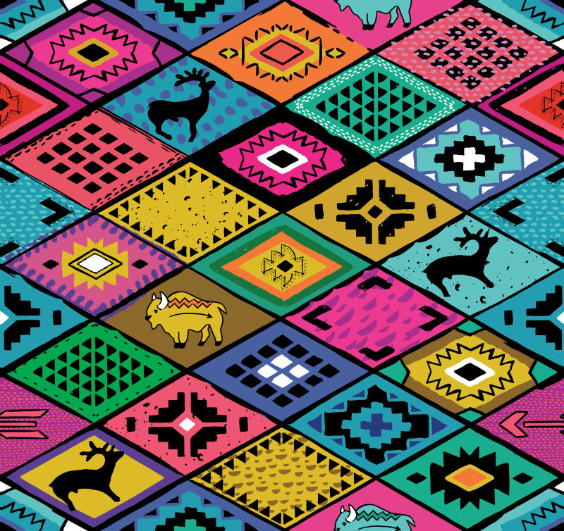 抽象矢量复古彩色图案设计背景