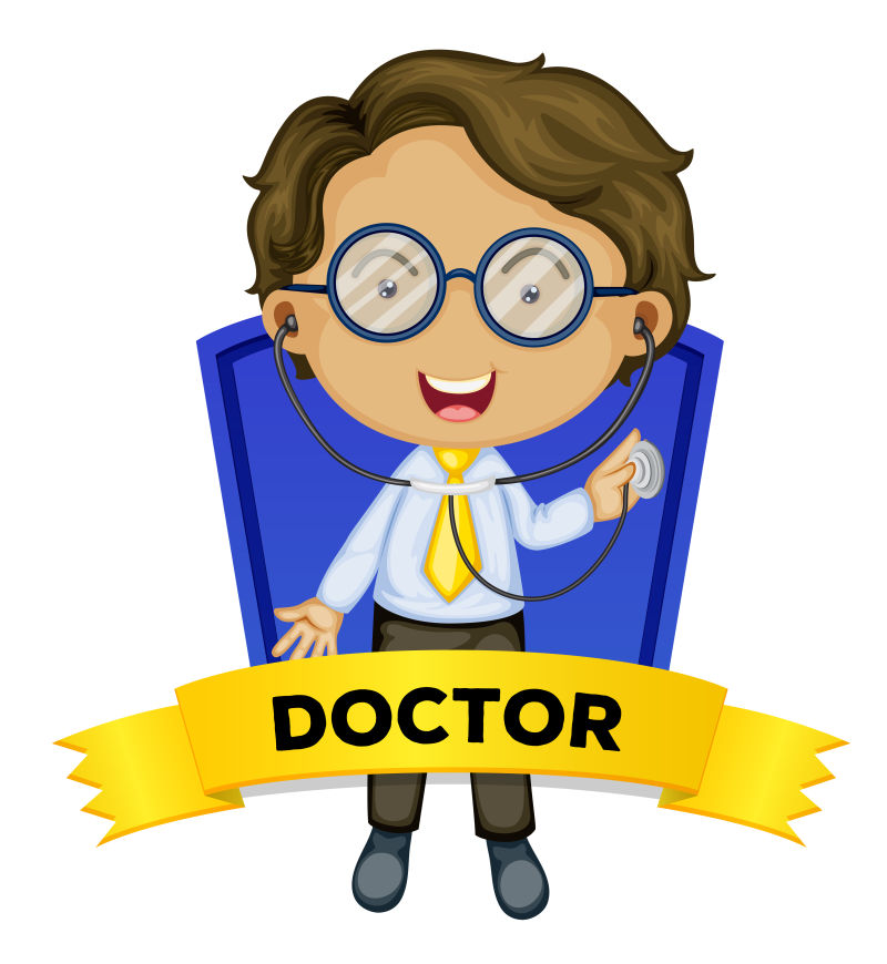 矢量卡通男性医生插图