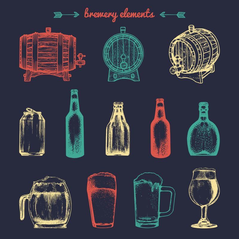 创意矢量现代啤酒主题彩色图标设计
