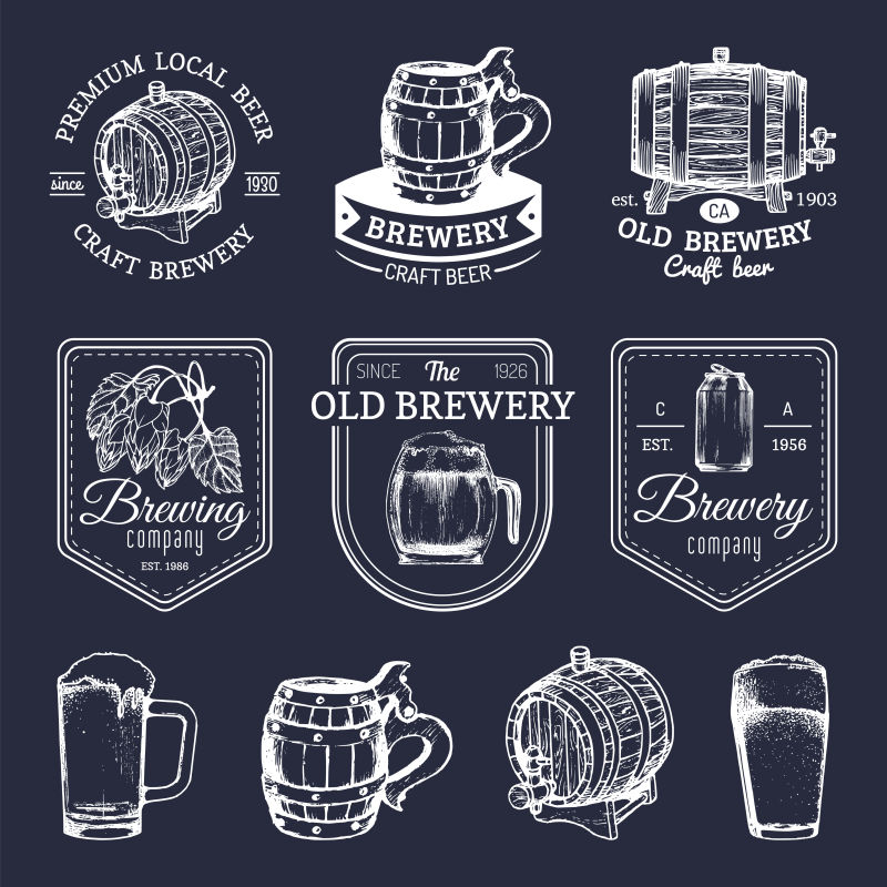 抽象矢量现代白色啤酒图标设计