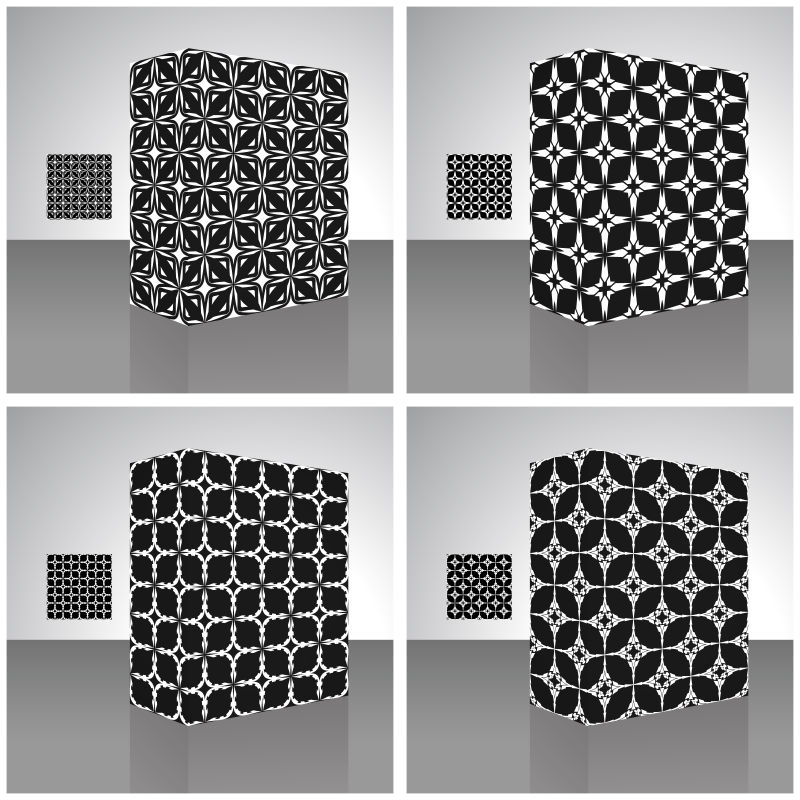 创意矢量现代单色花纹装饰的包装盒设计