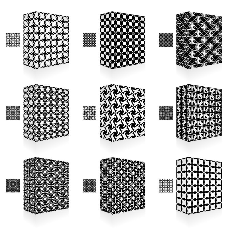 抽象矢量单色装饰花纹的包装盒设计
