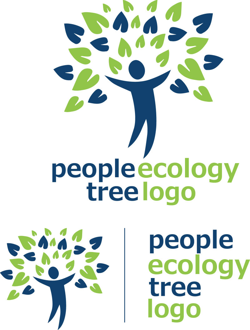 抽象矢量生态树主题的平面标志设计