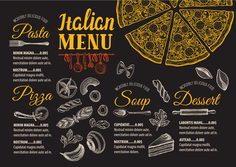 创意矢量现代披萨元素设计彩蛋插图