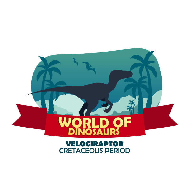 矢量迅猛龙旗帜设计