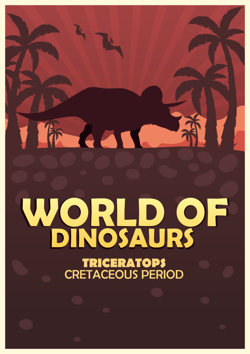矢量爬行的三角恐龙海报设计