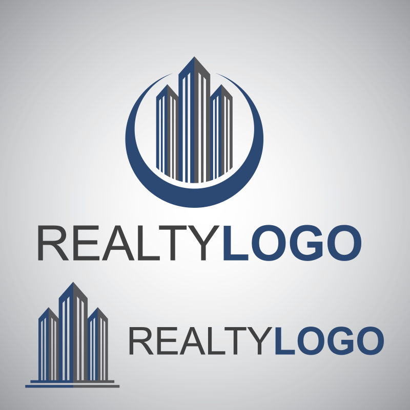 创意几何建筑元素的矢量标志设计