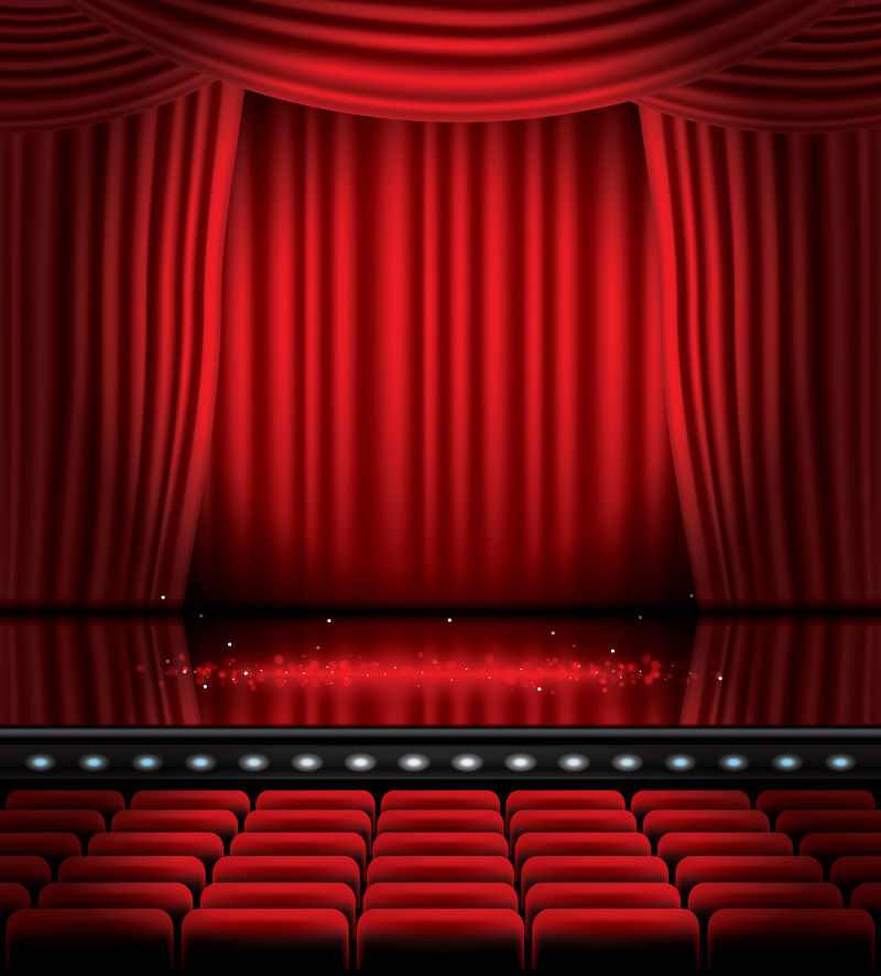 矢量红色舞台设计