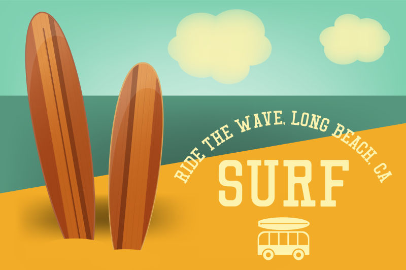 创意冲浪海报插图矢量设计