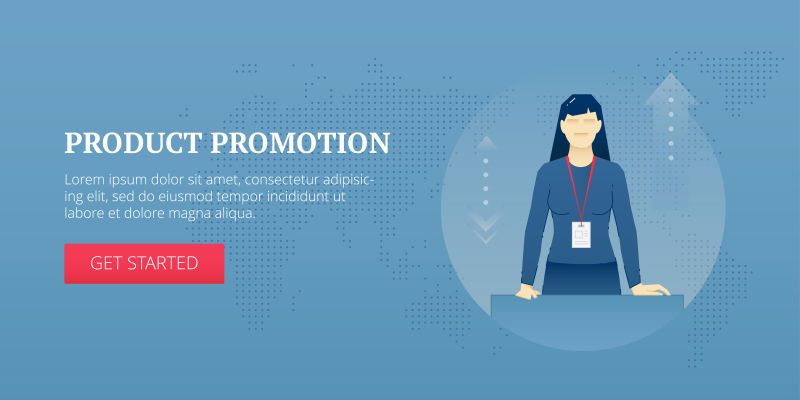 创意矢量现代产品推广概念的商业横幅设计