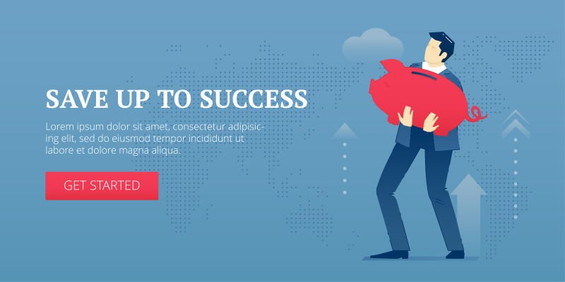 抽象矢量拯救成功概念的商业插图