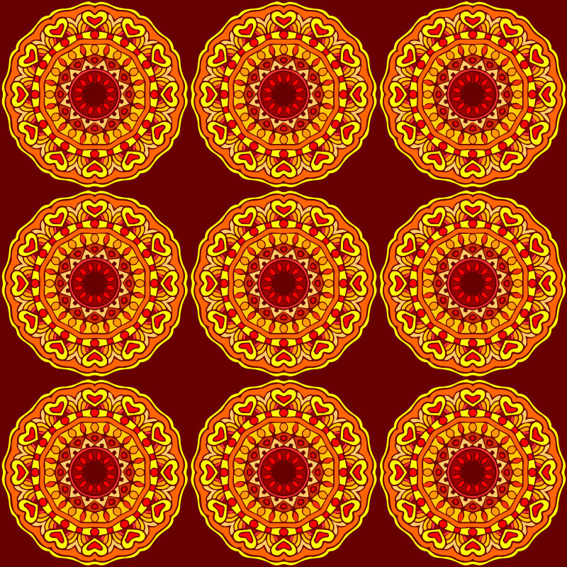 创意矢量橙色花卉元素设计无缝背景