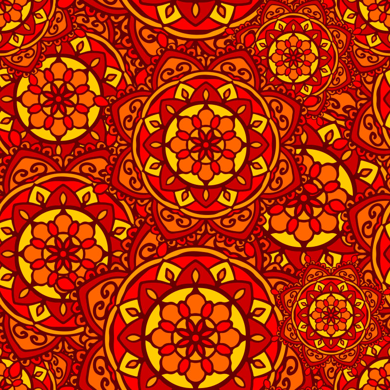 抽象矢量红色花卉元素装饰无缝背景