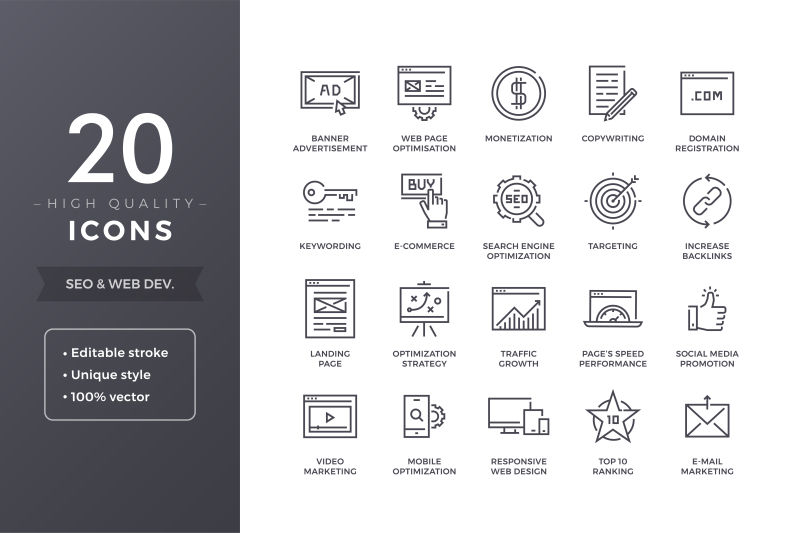 抽象矢量搜索引擎线性图标设计