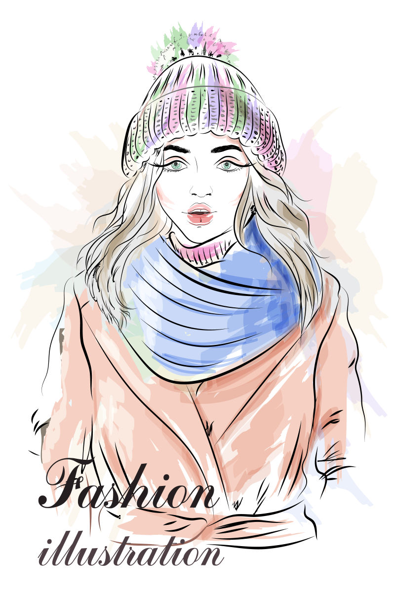创意矢量冬季时尚美女插图