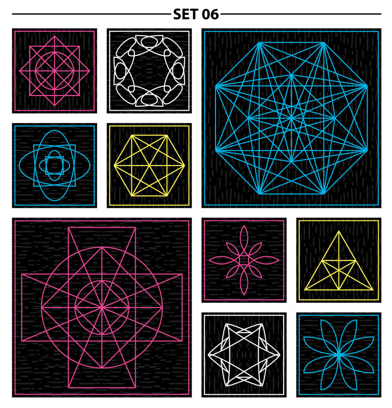 创意矢量几何花卉装饰的设计元素图案
