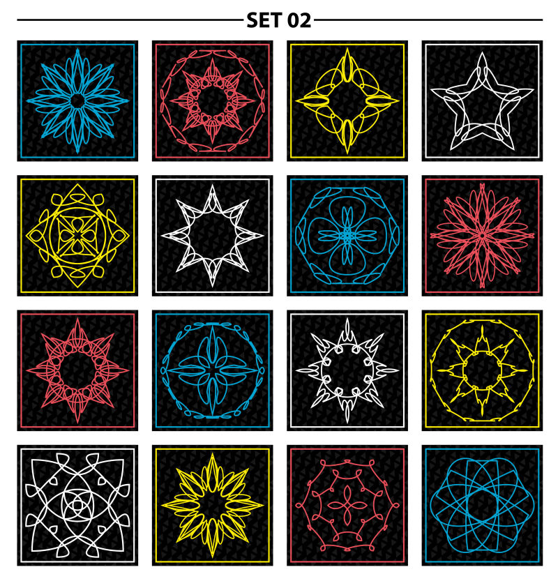 创意矢量花卉装饰的线条装饰设计图案