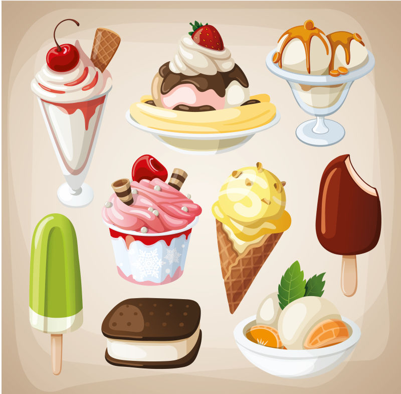 创意矢量各种甜品设计元素