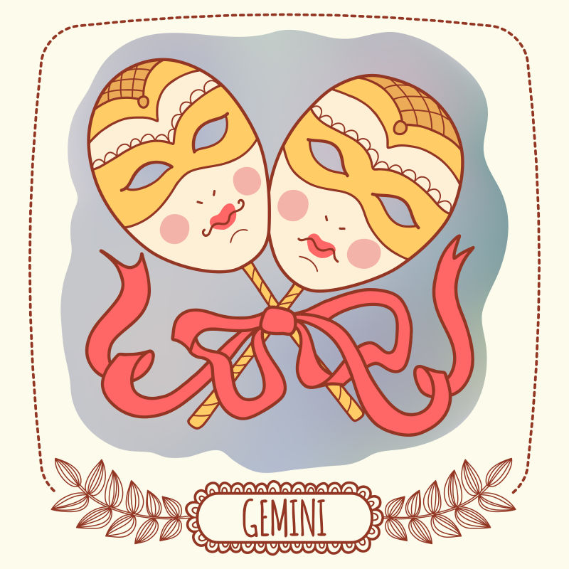 双子星座插图矢量设计