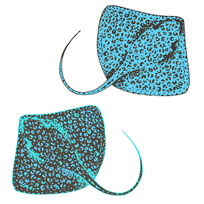 蓝色黄貂鱼图案背景矢量设计