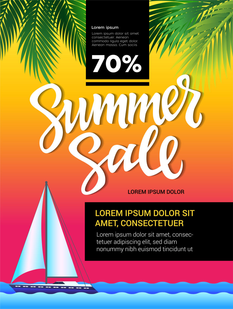 抽象矢量夏日销售主题的平面背景