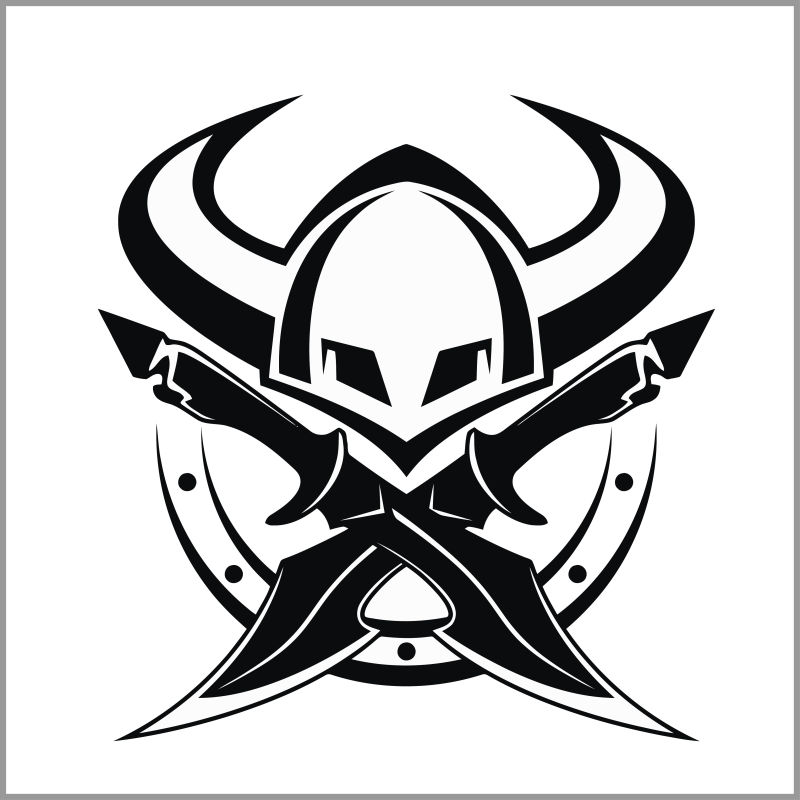 维京战士标志矢量插图