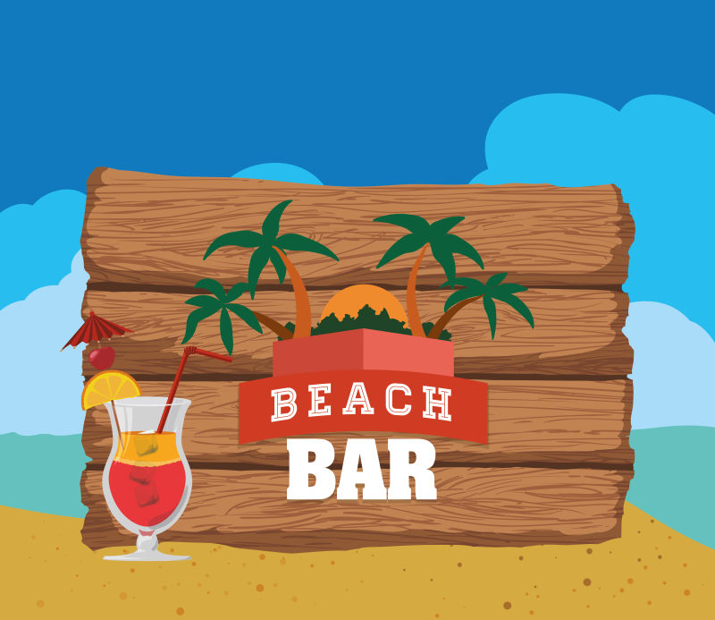 矢量的夏日度假告示牌