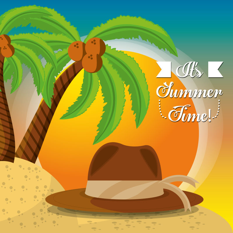 矢量的夏日沙滩插图