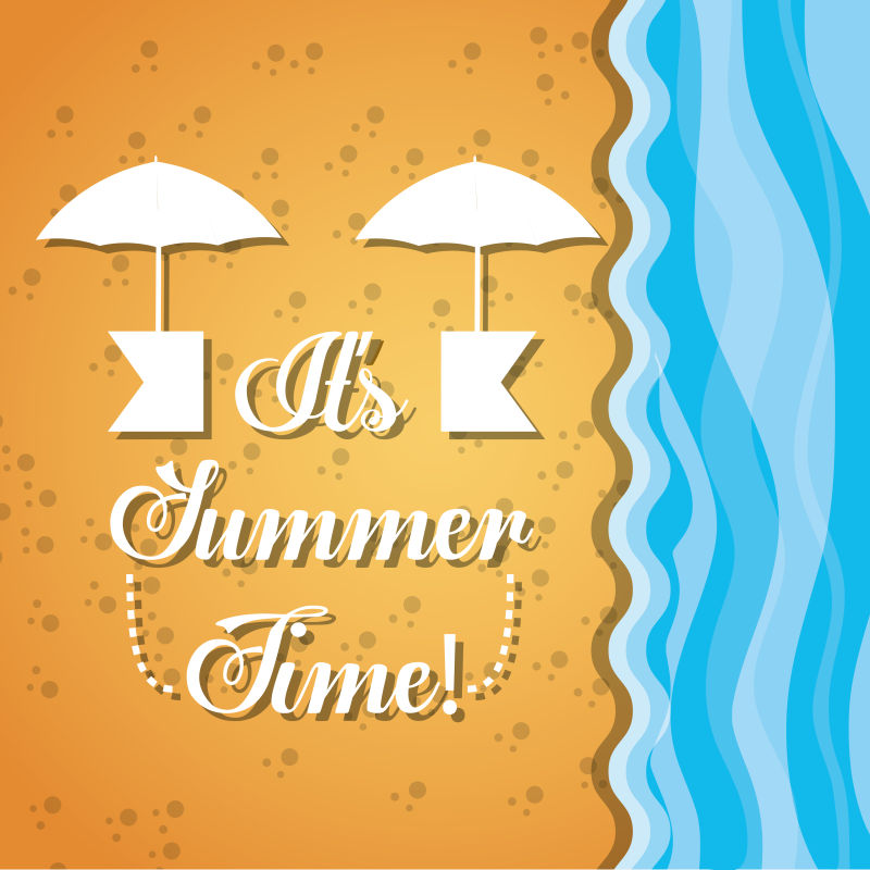 夏日沙滩插图矢量设计