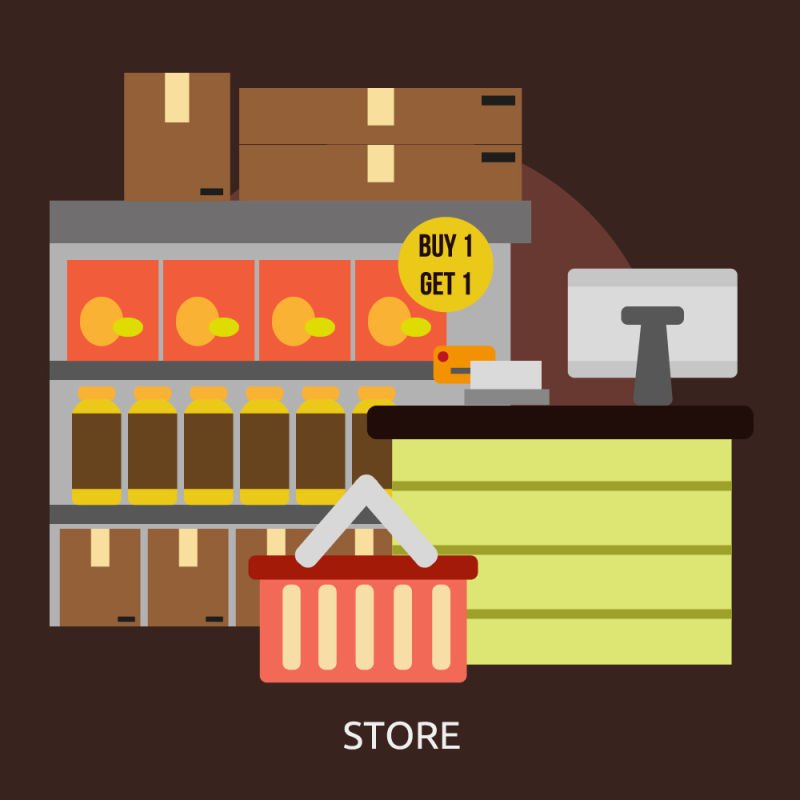 创意矢量现代商店平面设计插图
