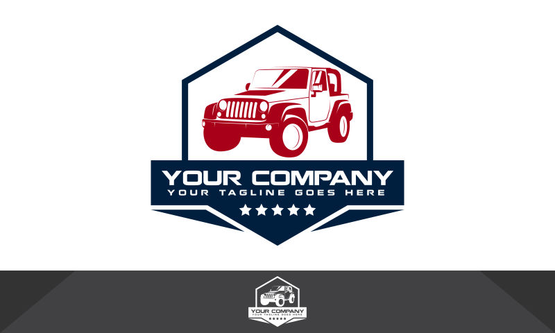 抽象矢量现代红色汽车元素标志设计