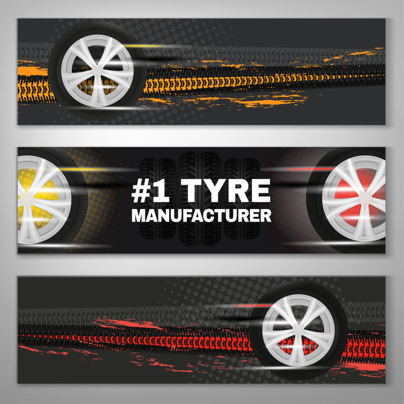 抽象矢量现代轮胎元素的横幅设计