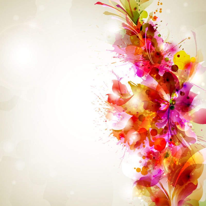 抽象矢量彩色花卉元素装饰设计背景