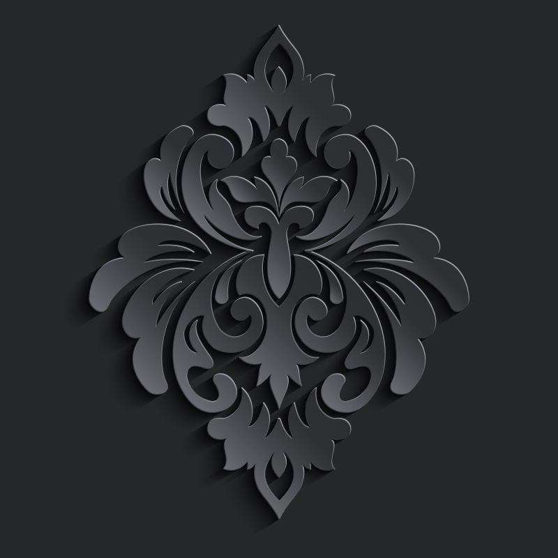 抽象矢量现代黑色花纹装饰纸艺立体背景