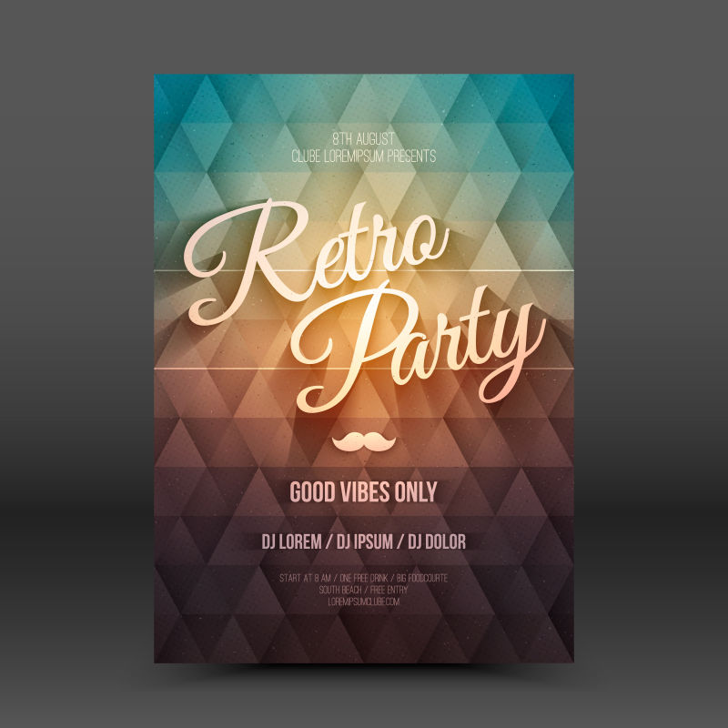 矢量彩色几何元素的派对传单设计